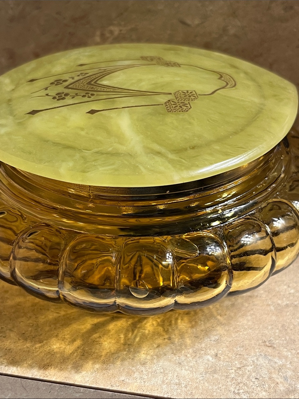 Art Deco Celluloid Bakelite Powder Dish - Picture 10 of 12